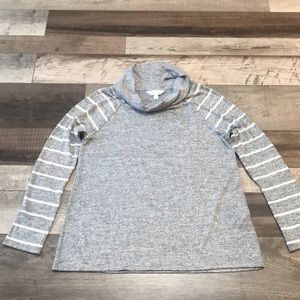 Market & Spruce Gray & White Cowl Neck Elbow Patch Knit Pullover XL